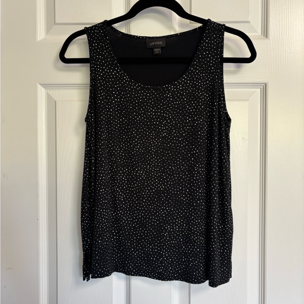 Black with white polka dots sleeveless top